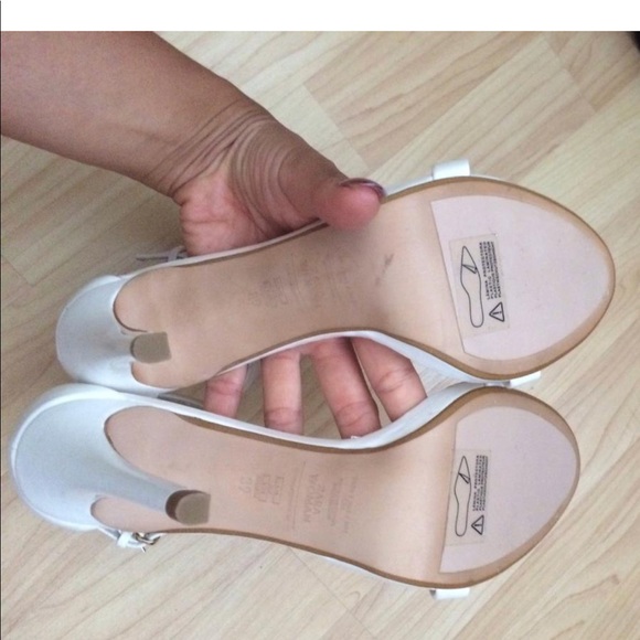 Zara White Ankle Strap Sandal Heels 39 - Picture 7 of 8
